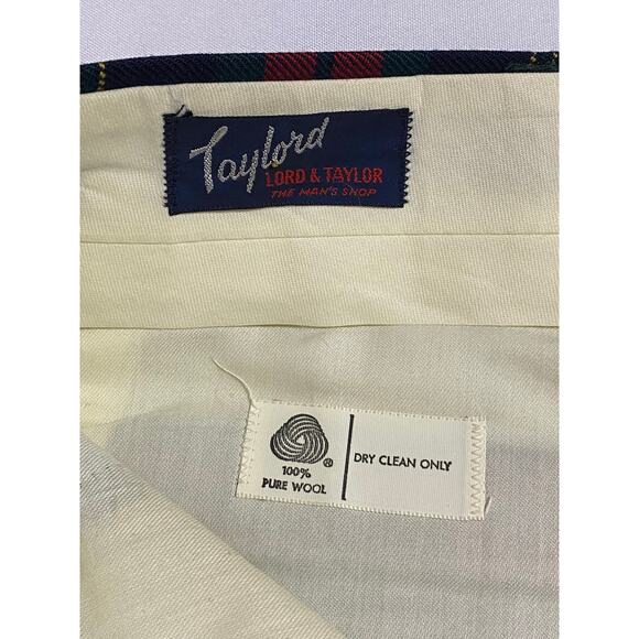 Vintage Lord & Taylor Wool Plaid Pants Size 38 Red Blue GreenTartan Style - Picture 5 of 8